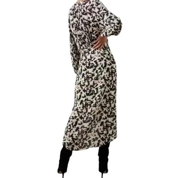 Rails Tyra Blurred Cheetah V Neck Faux Wrap Tie Side Midi Dress Size XS - Picture 3 of 14